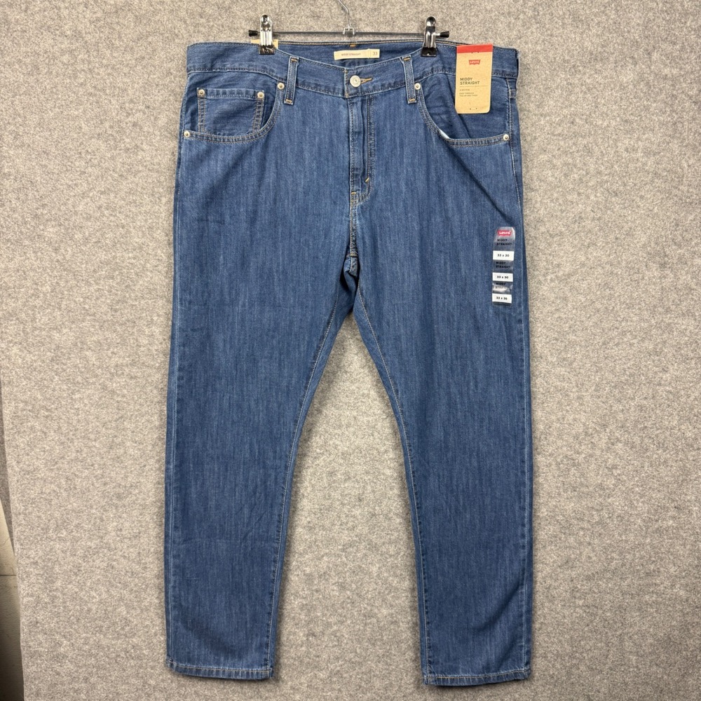 Levis Middy Straight Jeans‎ Womens 33x30 Mid Rise Blue Denim 100% Cotton NEW